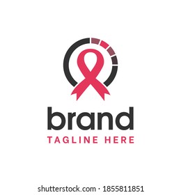 Modern style cancer awareness ribbon with circle that indicate progress logo template
