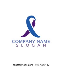 Modern style cancer awareness ribbon that indicate progress logo template