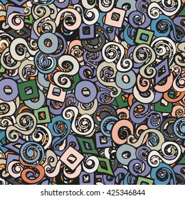 Modern style chaotic colorful background with swirls elements. Background for design projects 