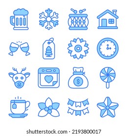 modern style Christmas and New Year icon, Isolated winter holiday symbols