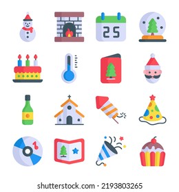 modern style Christmas and New Year icon, Isolated winter holiday symbols