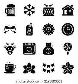 modern style Christmas and New Year icon, Isolated winter holiday symbols