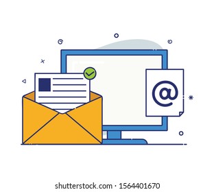 Modern style computer icon with email icon