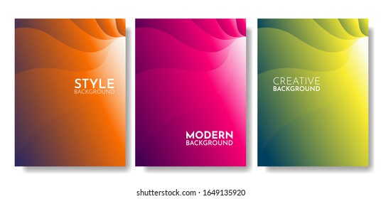 Modern style creative colorful flow poster. Wave Liquid shape in background. Art design for your design project. Colorful halftone gradients. Future geometric patterns. Eps10 vector. Illustrations set