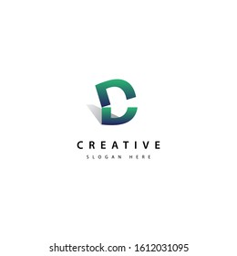 Modern style cut font. initial letter D logo design