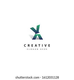 Modern style cut font. initial letter X logo design