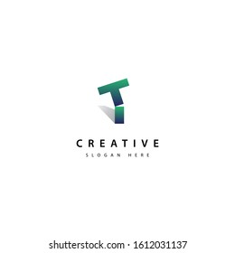 Modern style cut font. initial letter T logo design