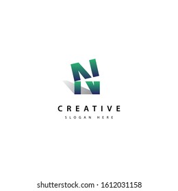 Modern style cut font. initial letter N logo design