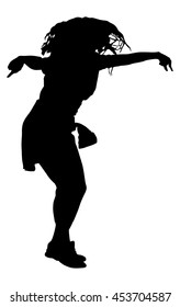 Modern style dancer girl vector silhouette illustration isolated on white background. Woman ballet performer. Sexy hip hop lady.  Time out spectacle, cheerleader performer dance. Sport support event.