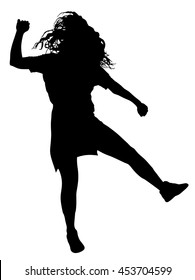 Modern style dancer girl vector silhouette illustration isolated on white background. Woman ballet performer. Sexy hip hop lady.  Time out spectacle, cheerleader performer dance. Sport support event.