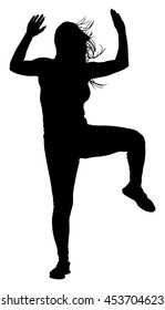 Modern style dancer girl vector silhouette illustration isolated on white background. Woman ballet performer. Sexy hip hop lady.  Time out spectacle, cheerleader performer dance. Sport support event.