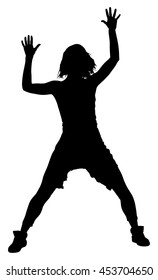 Modern style dancer girl vector silhouette illustration isolated on white background. Woman ballet performer. Sexy hip hop lady.  Time out spectacle, cheerleader performer dance. Sport support event.