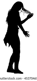 Modern style dancer girl vector silhouette illustration isolated on white background. Woman ballet performer. Sexy hip hop lady.  Time out spectacle, cheerleader performer dance. Sport support event.