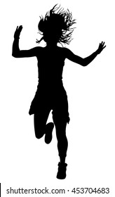 Modern style dancer girl vector silhouette illustration isolated on white background. Woman ballet performer. Sexy hip hop lady.  Time out spectacle, cheerleader performer dance. Sport support event.