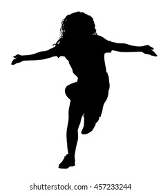 Modern style dancer girl vector silhouette illustration isolated on white background. Woman ballet performer. Sexy hip hop lady.  Time out spectacle, cheerleader performer dance. Sport support event.