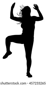 Modern style dancer girl vector silhouette illustration isolated on white background. Woman ballet performer. Sexy hip hop lady.  Time out spectacle, cheerleader performer dance. Sport support event.