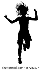 Modern style dancer girl vector silhouette illustration isolated on white background. Woman ballet performer. Sexy hip hop lady.  Time out spectacle, cheerleader performer dance. Sport support event.