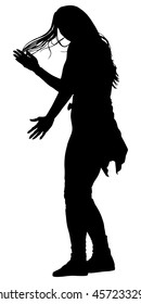 Modern style dancer girl vector silhouette illustration isolated on white background. Woman ballet performer. Sexy hip hop lady.  Time out spectacle, cheerleader performer dance. Sport support event.