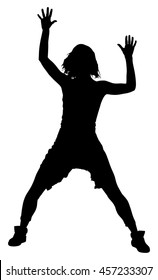 Modern style dancer girl vector silhouette illustration isolated on white background. Woman ballet performer. Sexy hip hop lady.  Time out spectacle, cheerleader performer dance. Sport support event.