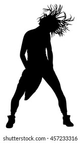 Modern style dancer girl vector silhouette illustration isolated on white background. Woman ballet performer. Sexy hip hop lady.  Time out spectacle, cheerleader performer dance. Sport support event.