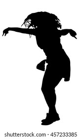 Modern style dancer girl vector silhouette illustration isolated on white background. Woman ballet performer. Sexy hip hop lady.  Time out spectacle, cheerleader performer dance. Sport support event.
