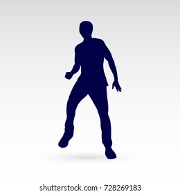 Modern Style Dancer Man Silhouette on a Gray Background