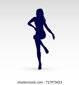 Modern Style Dancer Posing Silhouette of a Go Go Dancer on a Gray