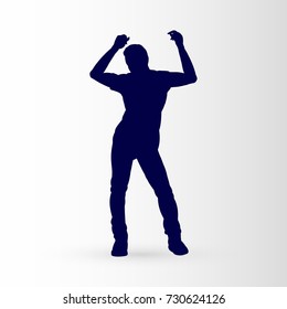 Modern Style Dancer Posing Silhouette of a Man Dancer on a Gray