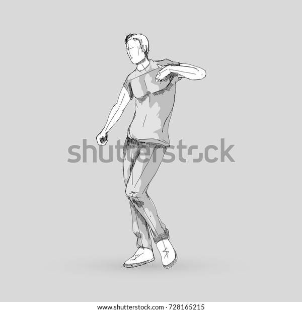 Modern Style Dancer Posing Sketch Man Stock Vector Royalty Free