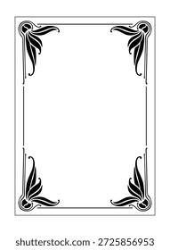 Moderner dekorativer Rahmen. Jugendstil-Vintage-Rahmen mit Blumenrand. Vektorvorlage.