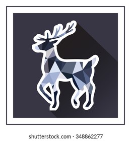 Modern style deer icon with polygon design and shadow. Symbol of reindeer, animals and wildlife.
