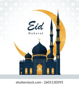 Modern style Eid Mubarak greeting card