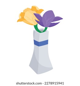 Modern style flat icon of a flower vase 