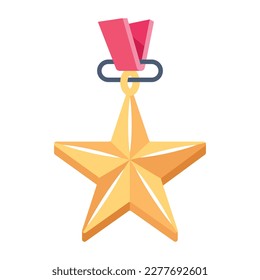 Modern style flat icon of an honour medal 