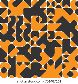 Modern Style Flow Abstraction with Composition Made of Various Rounded Shapes, Soft Form with Irregular Rounded Geometric Shapes, Fashion Background, Trendy Orange Mosaic Pattern  