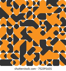 Resumen de flujo de estilo moderno con composición hecha de varias formas redondeadas, forma suave con formas geométricas redondeadas irregulares, fondo de moda, patrón de mosaico naranja de moda  