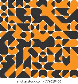Modern Style Flow Abstraction with Composition Made of Various Rounded Shapes, Soft Form with Irregular Rounded Geometric Shapes, Fashion Background, Trendy Orange Mosaic Pattern  