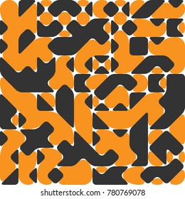 Modern Style Flow Abstraction with Composition Made of Various Rounded Shapes, Soft Form with Irregular Rounded Geometric Shapes, Fashion Background, Trendy Orange Mosaic Pattern  