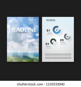 Modern Style Flyer or Cover Design for Your Business with Blurred Landscape and Sky View Image - Applicable for Reports, Presentations, Placards, Posters - Creative Vector Template 