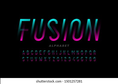 Modern style font, alphabet letters and numbers, vector illustration