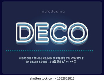 Modern style font, alphabet letters and numbers 3D decorative style, vector illustration