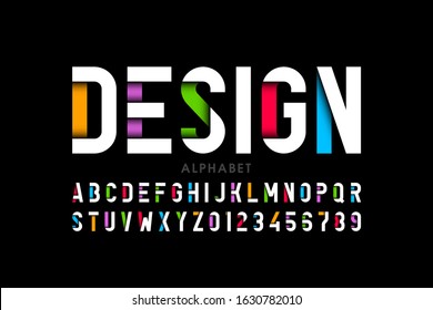 Modern style font, alphabet letters and numbers vector illustration