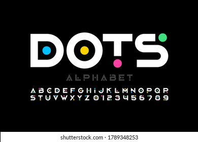 Modern style font, alphabet letters and numbers vector illustration