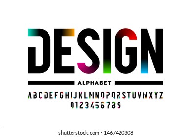 Modern style font design, alphabet letters and numbers vector illustration