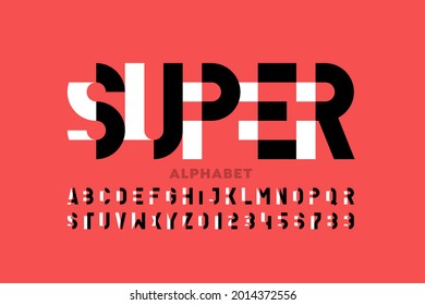 Modern style font design, alphabet letters and numbers vector illustration