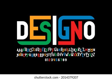 Modern style font design, alphabet letters and numbers vector illustration