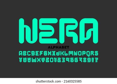 Modern style font design, alphabet letters and numbers vector illustration