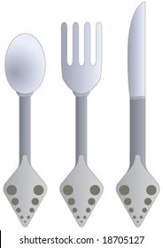 Modern style fork, spoon and knife