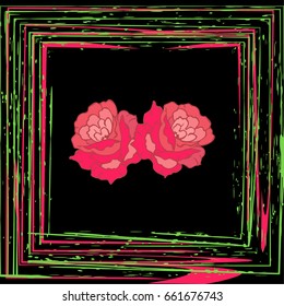 Modern Style Frame. Futuristic Abstract Elements on a black background.Stock vector illustration. Thai Traditional Ornament with elephants.