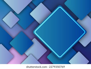 Modern style frame neon square light line geometric presentation background. vector illustration.